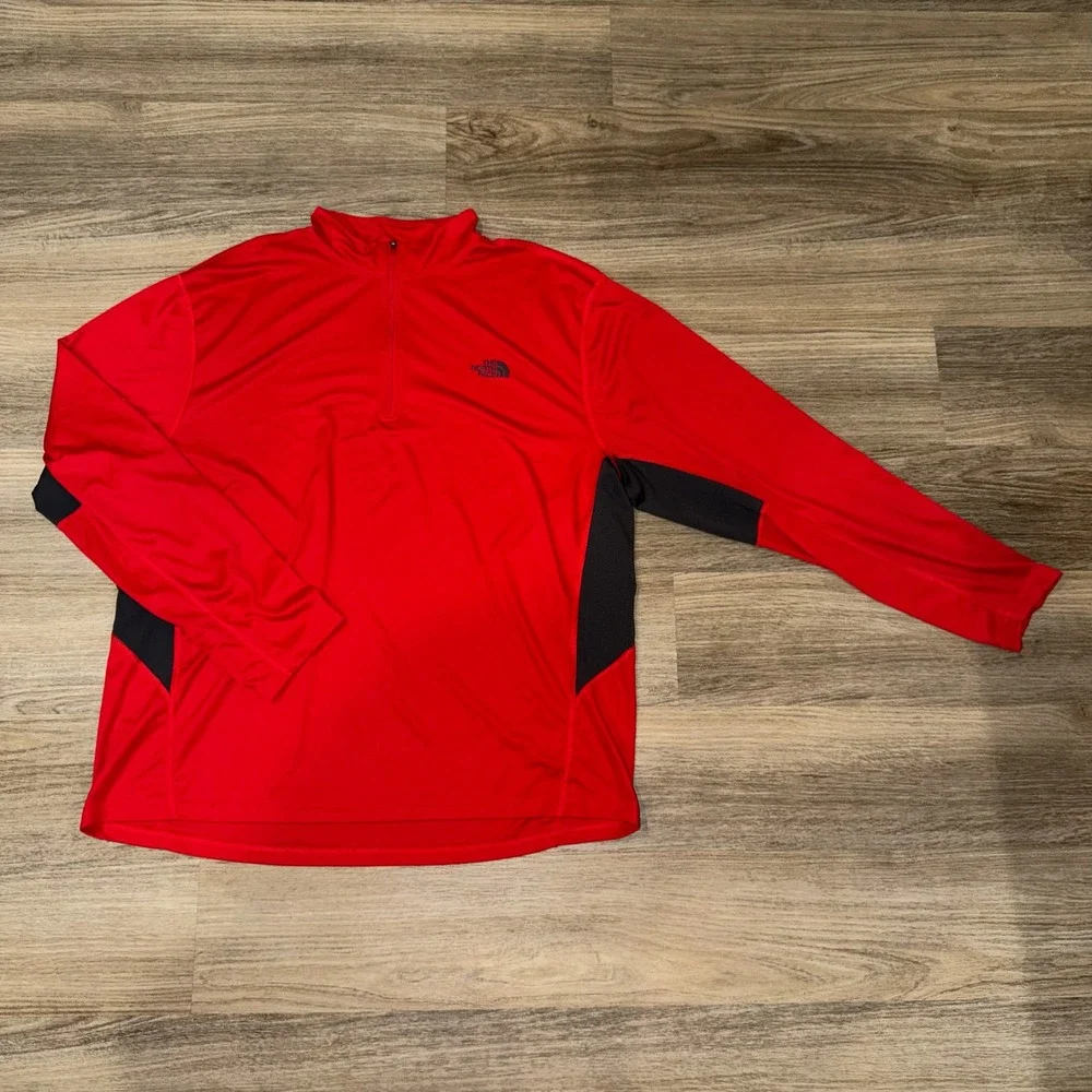 The‎ North Face VaporWick 1/4 Zip Pullover Red Black Athletic Men's XL